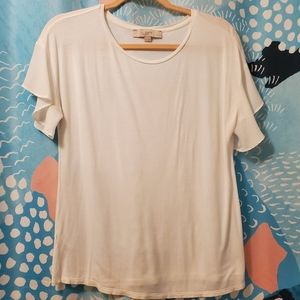 Flutter Sleeved Semi-Sheer LOFT Blouse in White (MP)